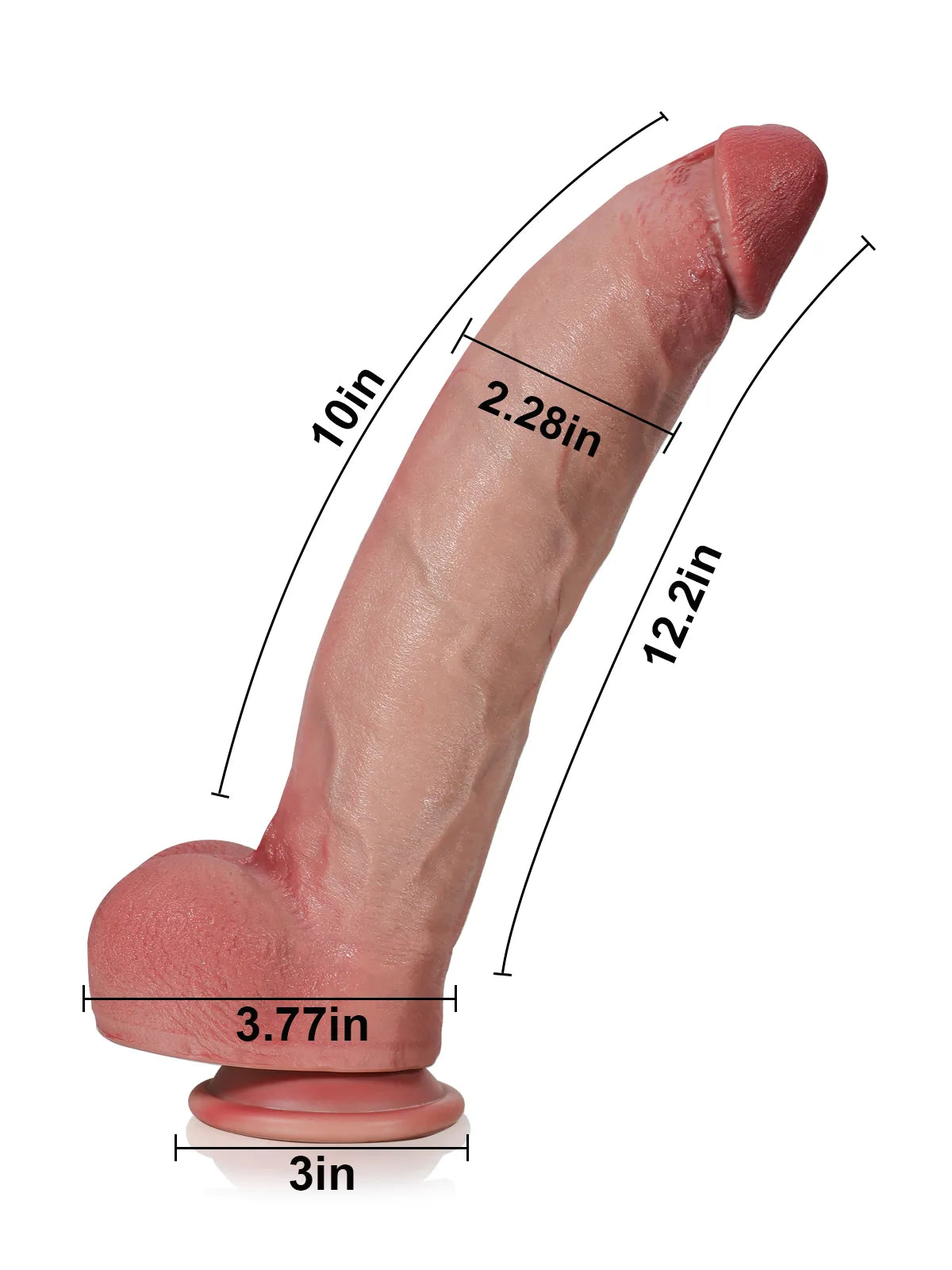 Alessio – Dildo realistico grande curvo spesso in silicone morbido 31 cm