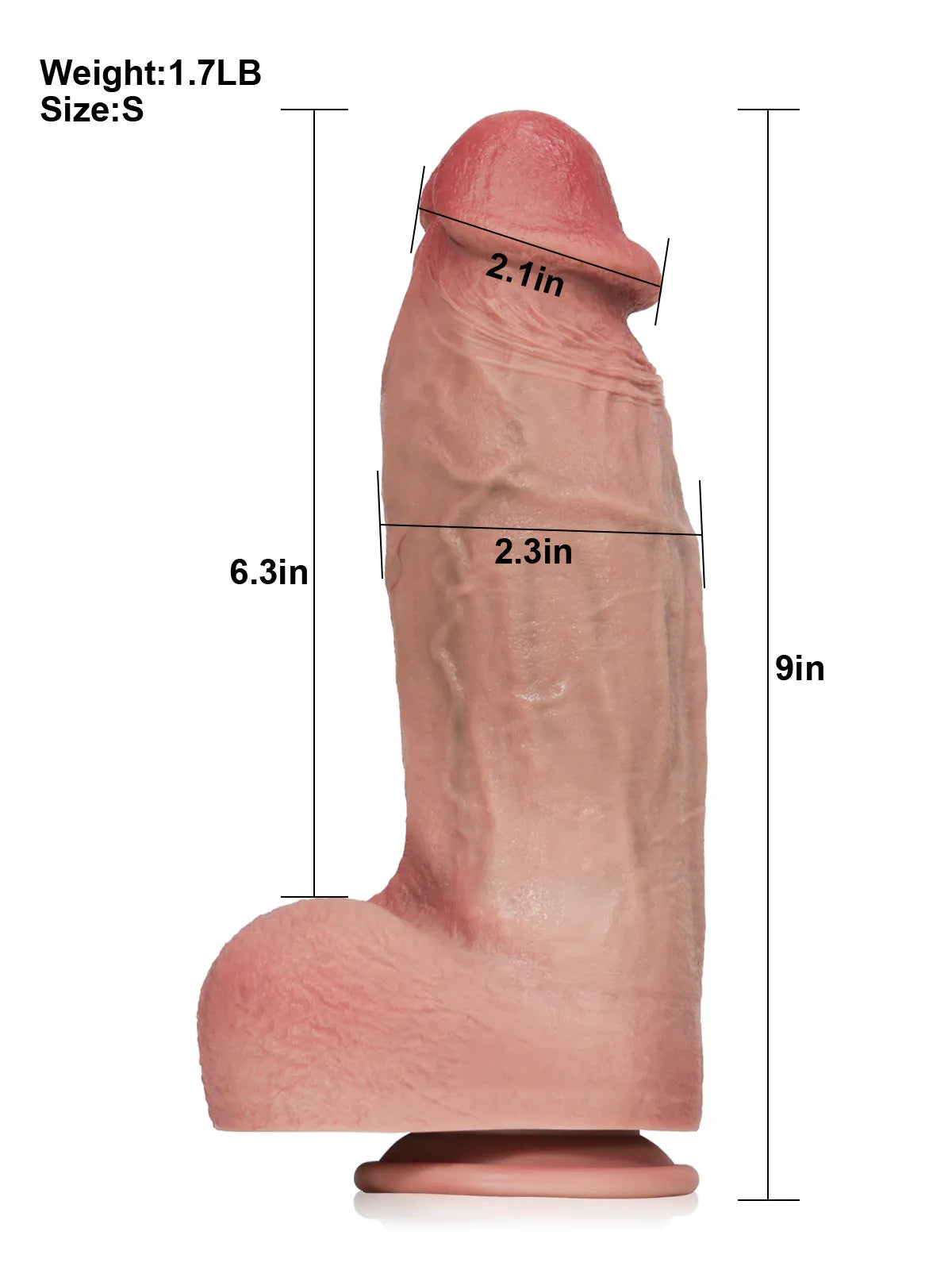Augusto – Dildo realistico corto e grosso in silicone morbido effetto pelle 27,9 cm